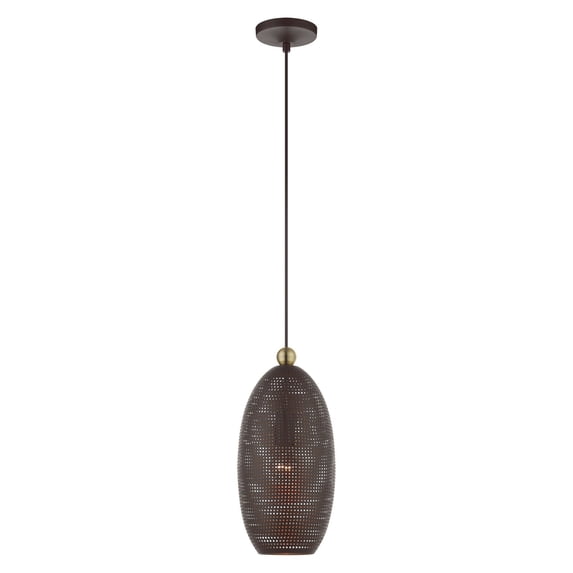 49101-07 Livex Lighting Dublin - 1 Light Pendant in Contemporary Style - 7.25 Inches wide by 18 Inches high-Bronze Finish -Traditional Installation