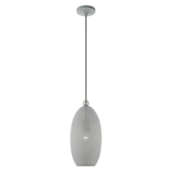Livex Lighting 49101 Dublin 1 Light 7" Wide Mini Pendant - Nordic Gray with Brushed Nickel