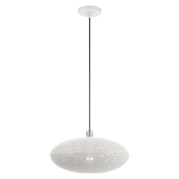 49102-03 Livex Lighting Dublin - 1 Light Pendant in Contemporary Style - 15.88 Inches wide by 10.25 Inches high-White/Brushed Nickel Finish