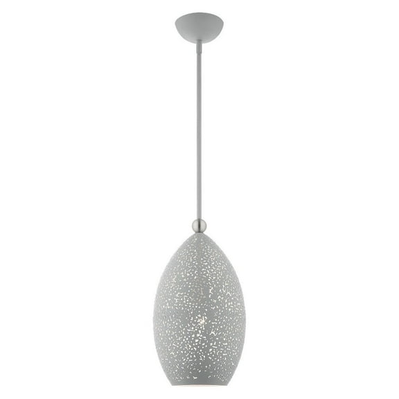 Livex Lighting 49182 Charlton 1 Light 9" Wide Mini Pendant - Nordic Gray with Brushed