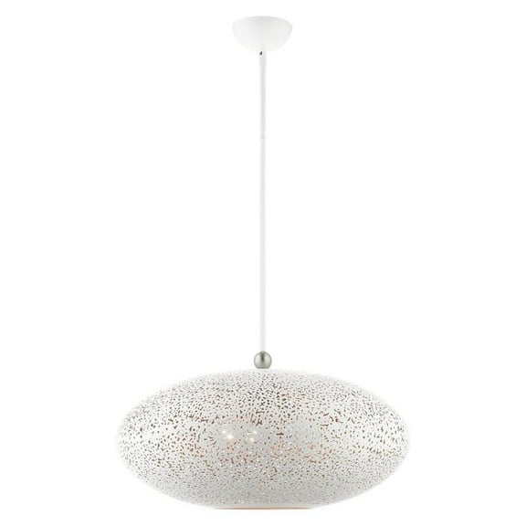 Livex Lighting 49186 Charlton 3 Light 24" Wide Large Pendant - White with Brushed Nickel