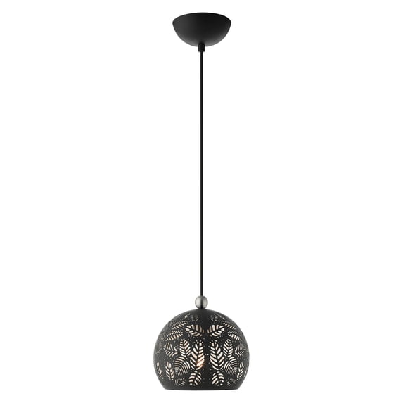Livex Lighting Chantily 49541-04 1 Light Pendant, Bohemian Style, Black Finish, 8 in wide by 13 in high
