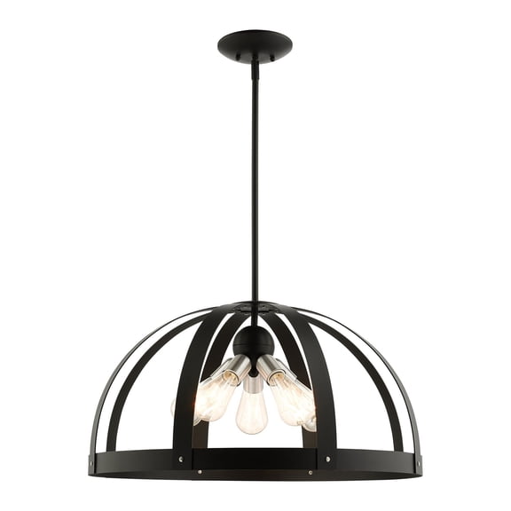49645-14 Livex Lighting Stoneridge - 5 Light Pendant in Industrial Style - 24 Inches wide by 15.5 Inches high-Textured Black Finish    -Traditional