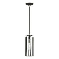 49713-04 Livex Lighting Glenbrook - 1 Light Pendant In Urban Style-19.25 Inches Tall and 5 Inches Wide-Black/Brushed Nickel Finish -Traditional