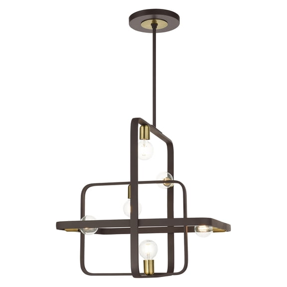 49745-07 Livex Lighting Bergamo - 6 Light Chandelier in Geometric Style - 25 Inches wide by 33 Inches high