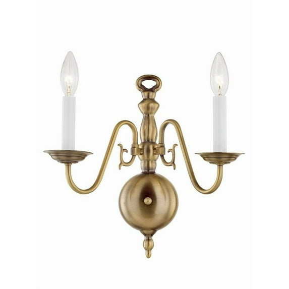 Livex Lighting 5002-01 Williamsburgh 2 Light Antique Brass Wall Sconce C92