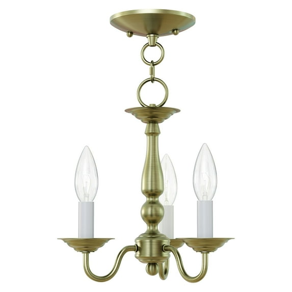 Livex Lighting Williamsburgh 3 Light Antique Brass Chain Hang/Ceiling Mount