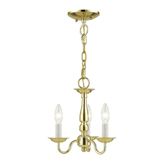 Livex Lighting Williamsburgh 3 Light Polished Brass Chain Hang/Ceiling Mount