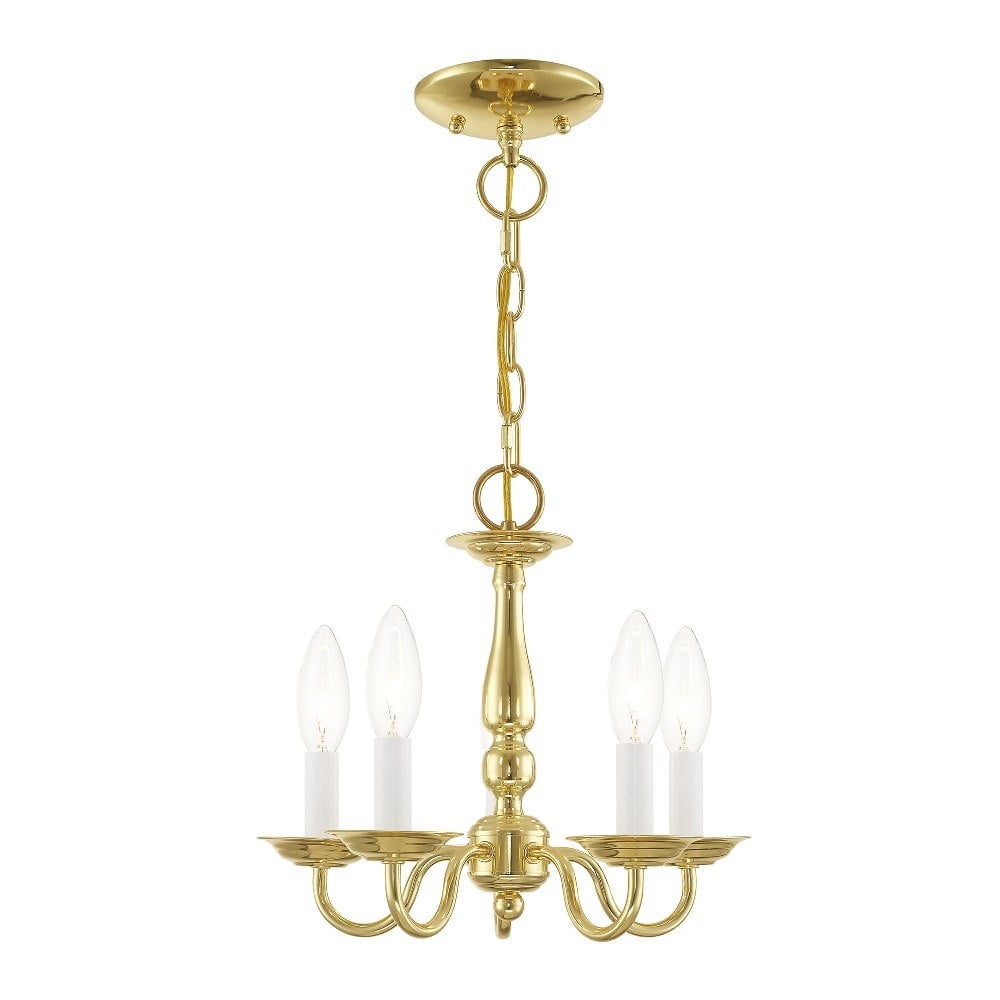 Elegant Williamsburgh Polished Brass Mini Chandelier with 5 Candelabra Lights