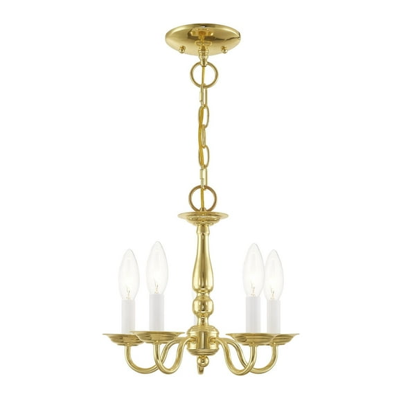 Livex Lighting Williamsburgh 5 Light Polished Brass Chain Hang/Ceiling Mount