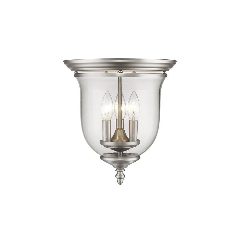 Legacy Hand-Blown Clear Glass 3-Light Flush Mount in Brushed Nickel