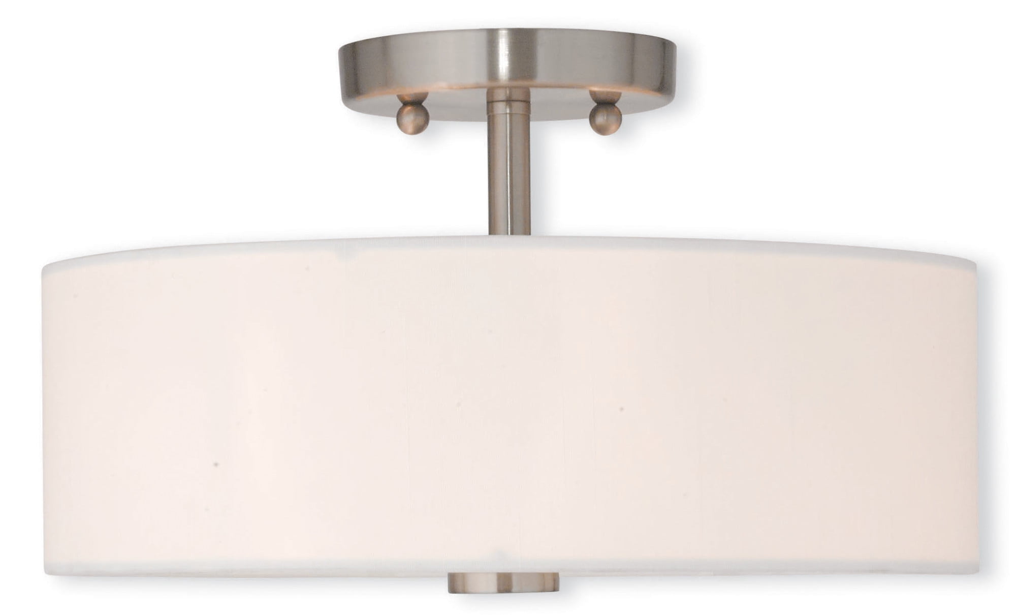 Elegant Brushed Nickel Semi-Flush Drum Light with Off-White Shade