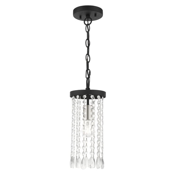 51062-04 Livex Lighting Elizabeth - 1 Light Mini Pendant in Glam Style - 6 Inches wide by 14.75 Inches high-Black Finish -Traditional Installation