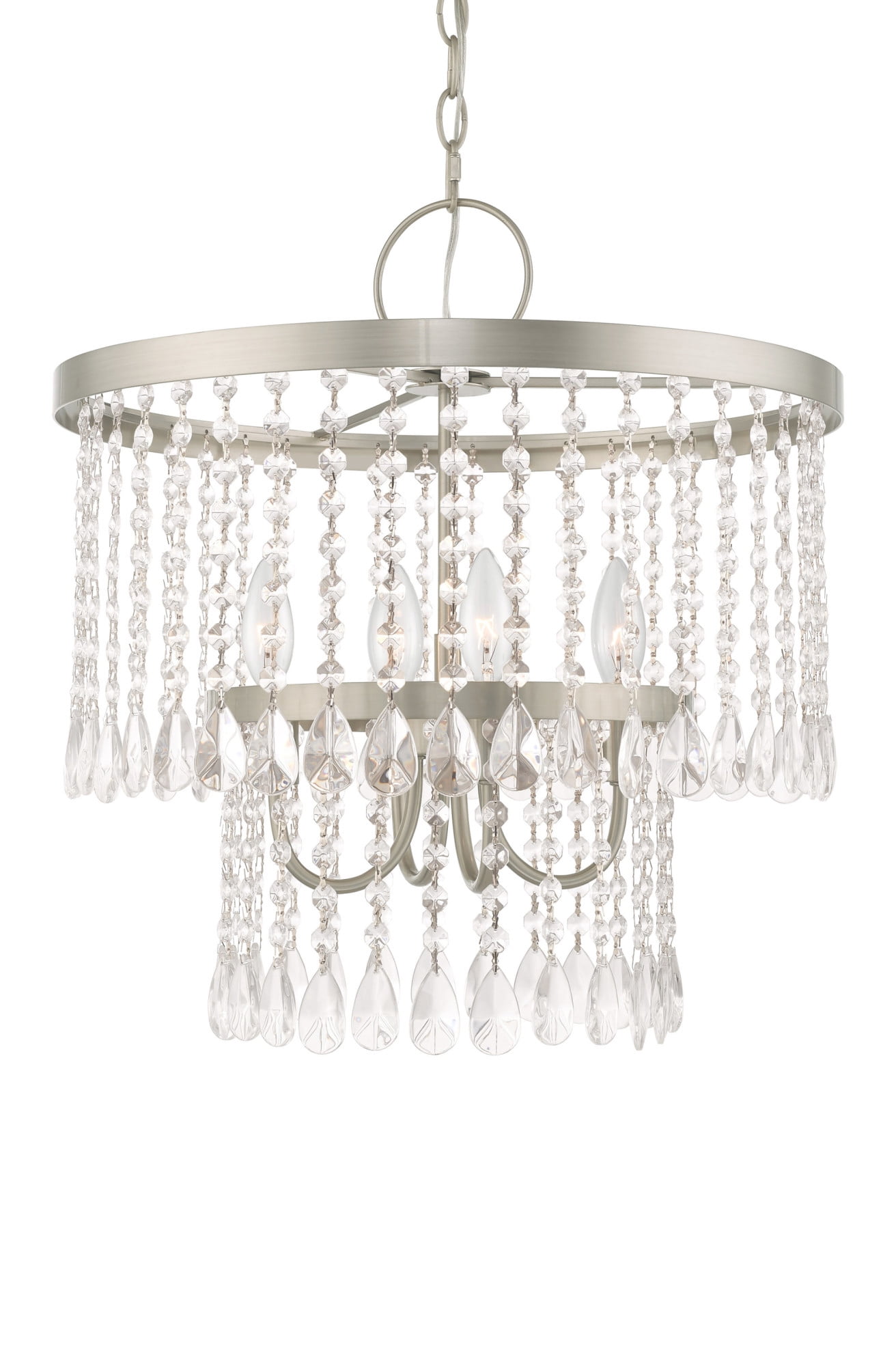 Elizabeth Brushed Nickel 4-Light Crystal Pendant Chandelier