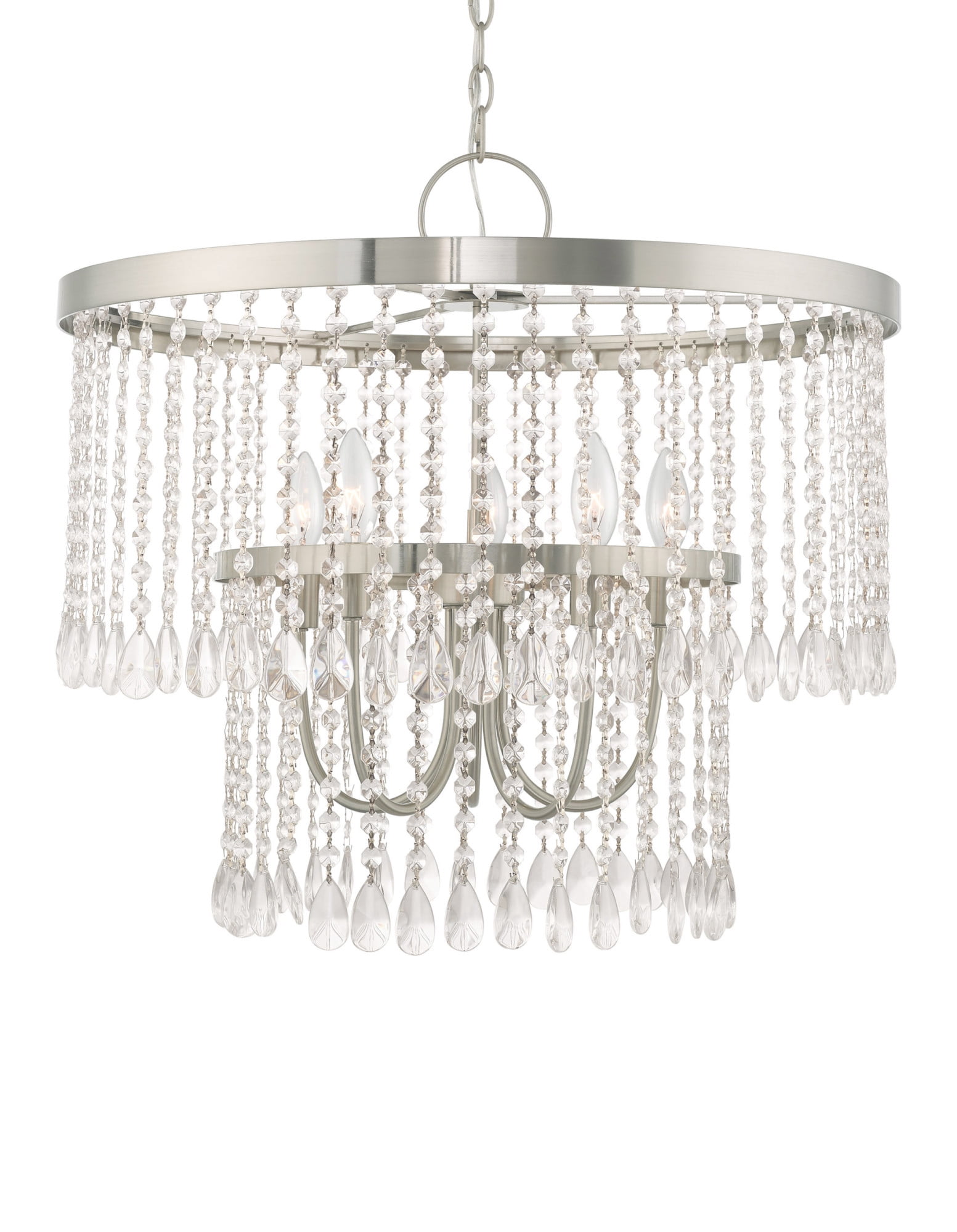Elegant Elizabeth Crystal and Nickel 5-Light Chandelier