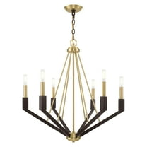 51166-12 Livex Lighting Beckett - 6 Light Chandelier in Industrial Style - 26 Inches wide by 27 Inches high-Satin Brass/Bronze Finish    -Traditional