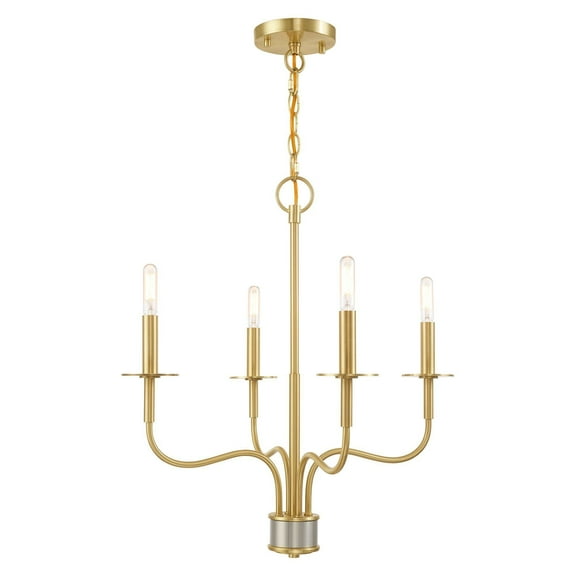 51324-12 Livex Lighting Lisbon - 4 Light Mini Chandelier in Farmhouse Style - 20 Inches wide by 22 Inches high     -Traditional Installation