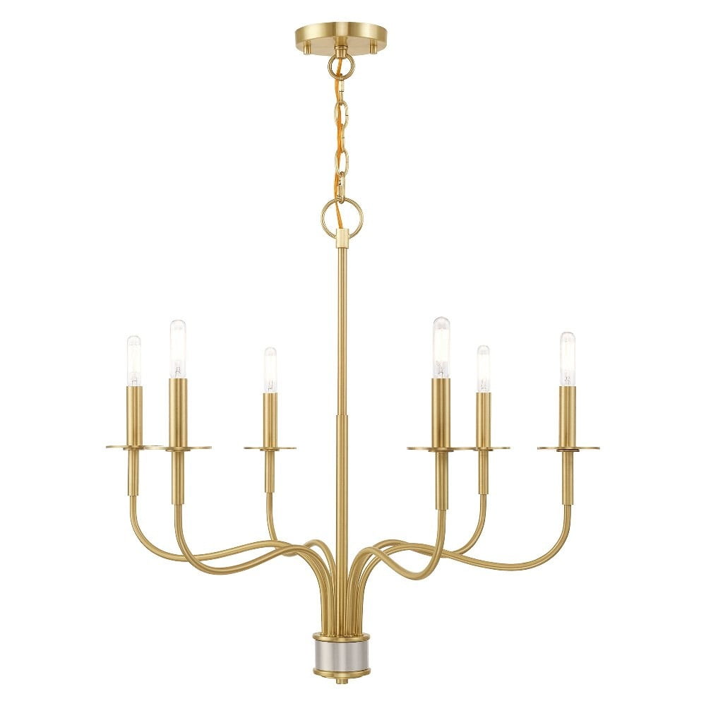 Satin Brass 6-Light Candle-Style Chandelier