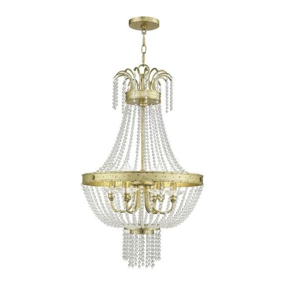 51856-28 Livex Lighting Valentina - 6 Light Pendant in French Country Style - 18.25 Inches wide by 32 Inches high-Winter Gold Finish -Traditional