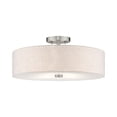 thumbnail image 1 of Livex Lighting Meridian 8" 4-Light Metal & Fabric Semi Flush in Brushed Nickel, 1 of 14