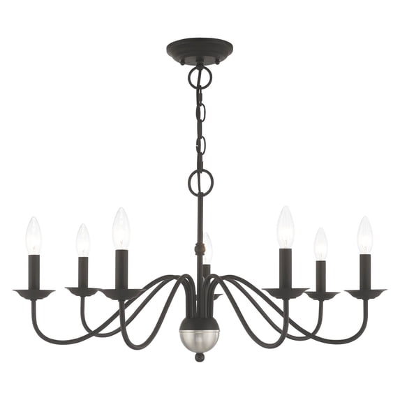 52167-04 Livex Lighting Windsor - 7 Light Chandelier in Traditional Style - 28 Inches wide by 15.5 Inches high-Black Finish -Traditional
