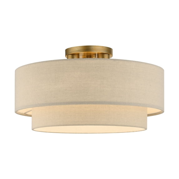 Livex Lighting - Bellingham - 3 Light Large Semi-Flush Mount In Mid-Century