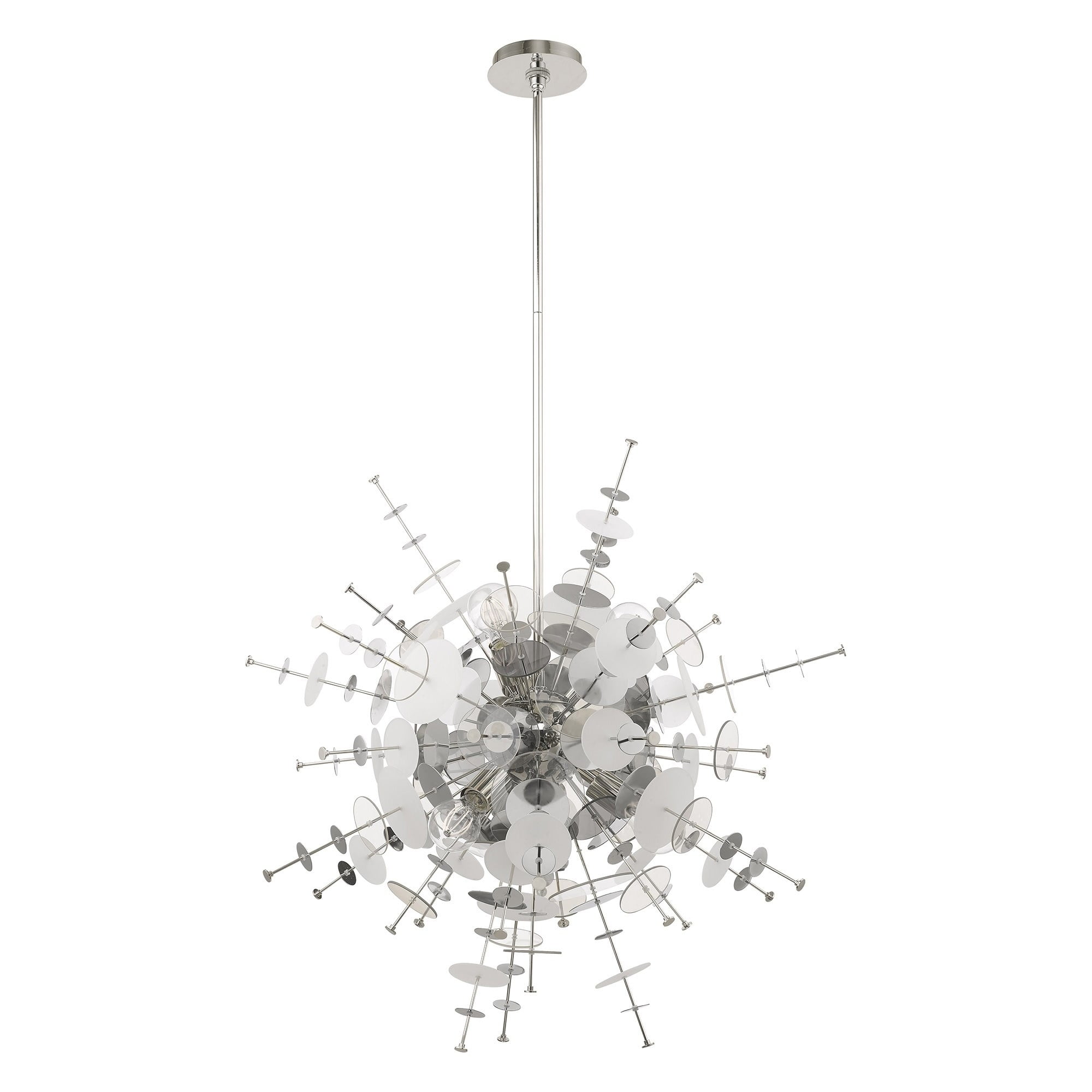 Polished Chrome 6-Light Globe Chandelier with Glass Discs