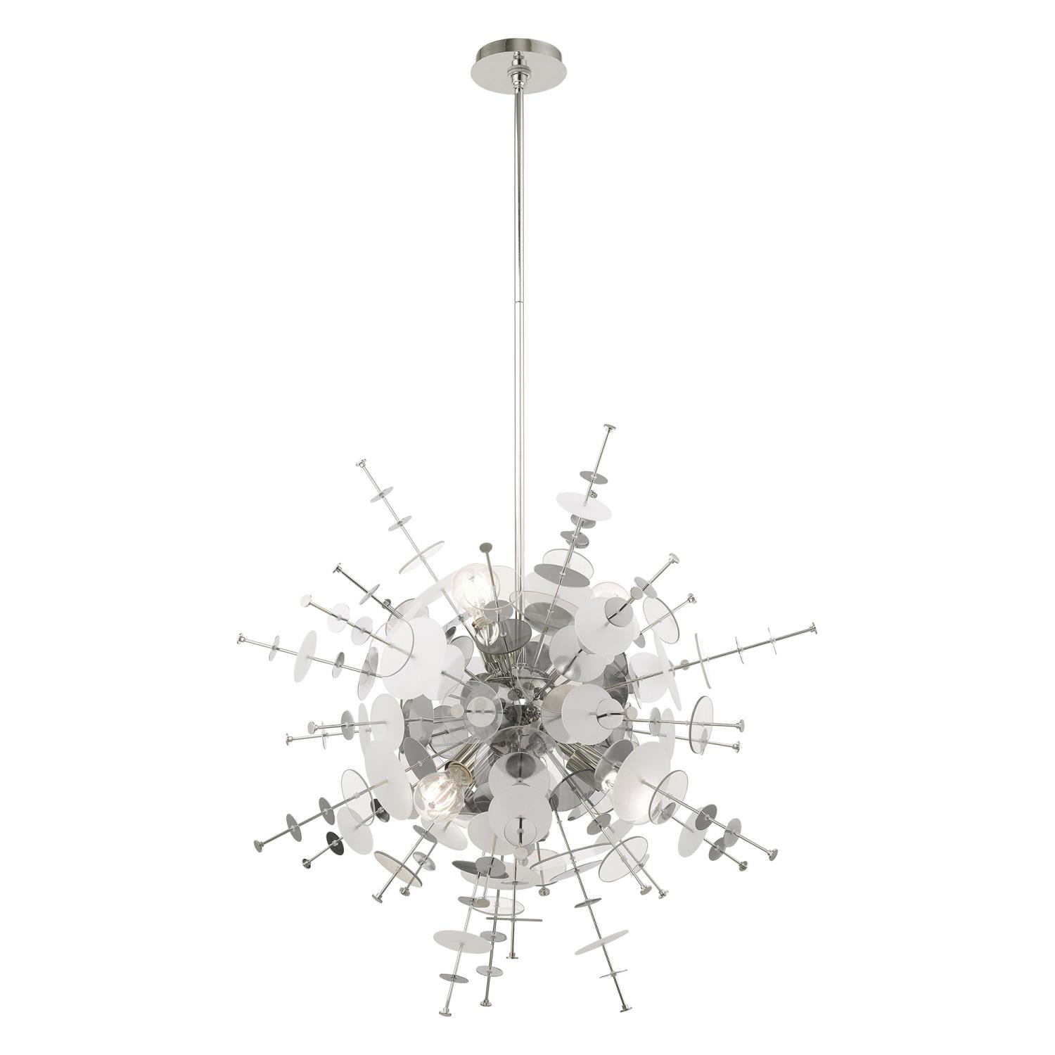 Polished Chrome 6-Light Globe Chandelier with Glass Discs