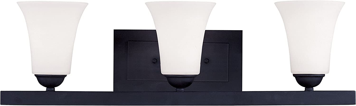 Ridgedale Black 3-Light Vanity with Satin Opal Glass