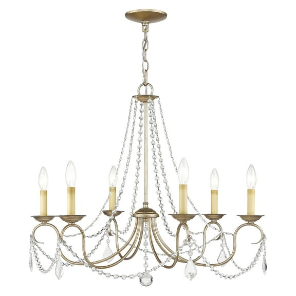Livex Lighting Pennington Chandelier in Hand Painted Antique Silver Leaf