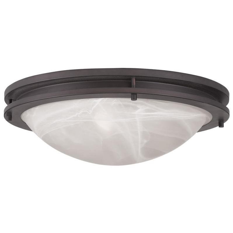 Ariel Art Deco-Inspired Bronze 3-Light Flush Mount with White Alabaster Glass