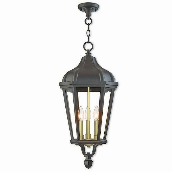 Elegant Morgan Bronze 3-Light Outdoor Pendant with Clear Glass