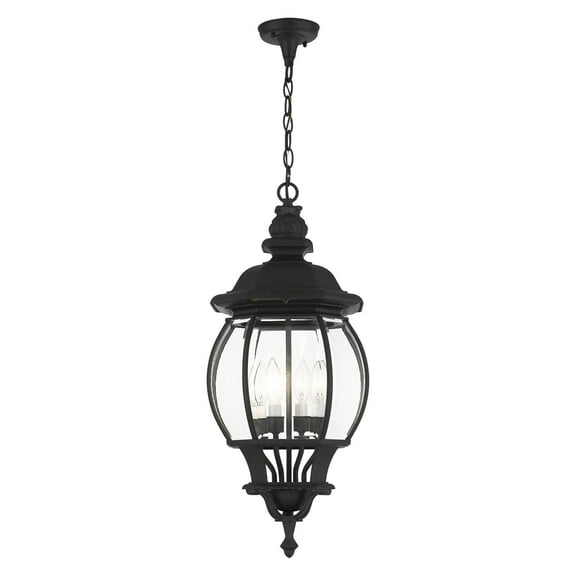 7705-14 Livex Lighting Frontec - 4 Light Outdoor Pendant Lantern in French Country Style - 11.5 Inches wide by 26.5 Inches high