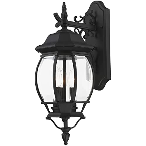 Livex Lighting Outdoor Wall Lantern – Antique Brass, Clear Beveled Glass, Traditional Style