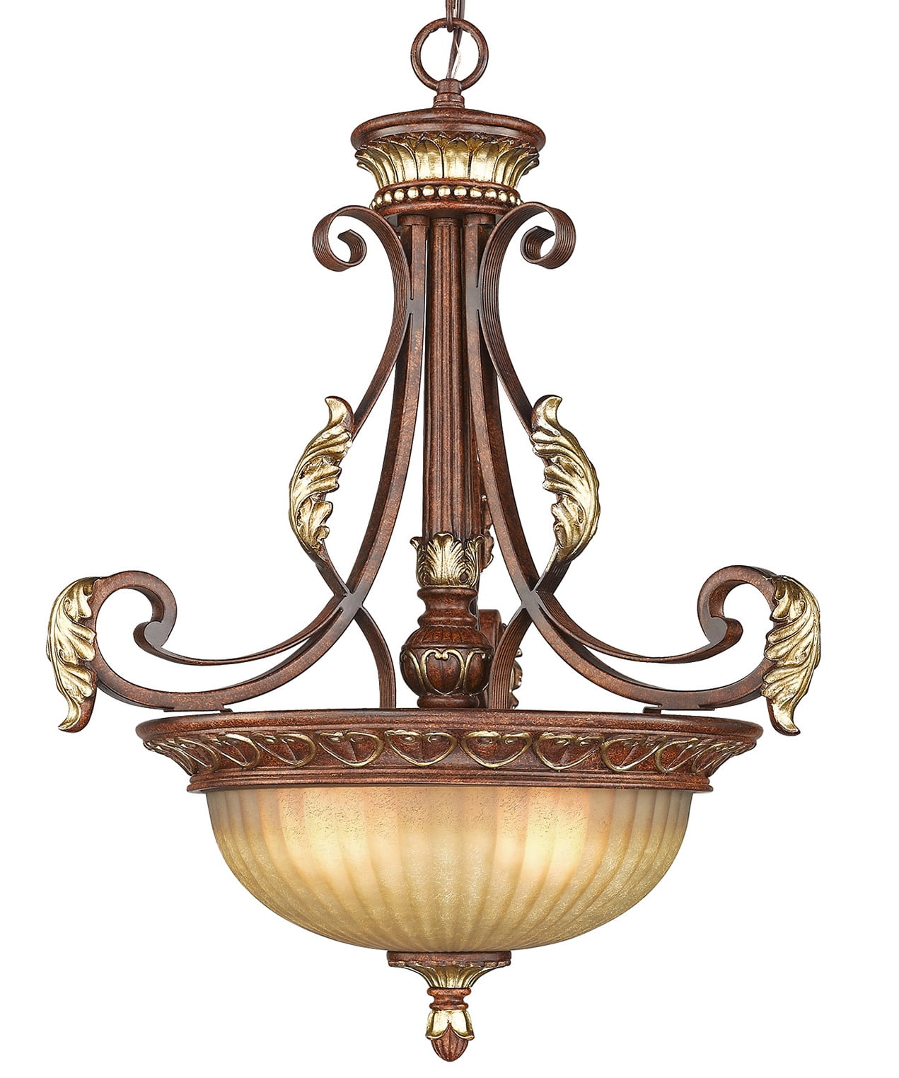 Villa Verona 3-Light Bronze and Glass Pendant