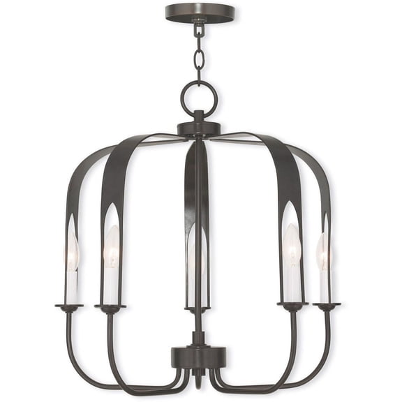 51935-91 Livex Lighting Addison - 5 Light Chandelier In Contemporary Style-21.25 Inches Tall and 22 Inches Wide-Brushed Nickel Finish -Traditional