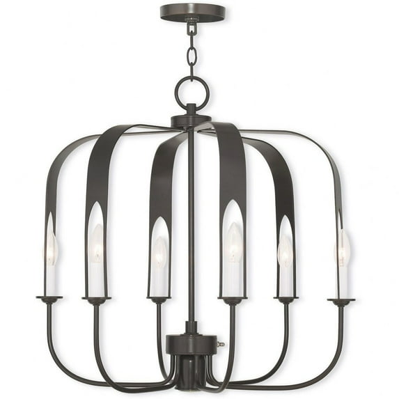 51936-91 Livex Lighting Addison - 7 Light Chandelier In Contemporary Style-23.5 Inches Tall and 25 Inches Wide-Brushed Nickel Finish -Traditional