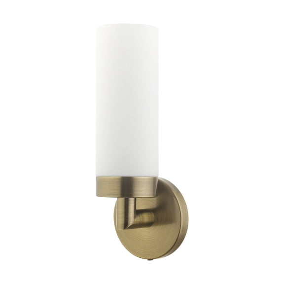 Livex Lighting Aero 1-Light Glass/Metal Single Sconce in Antique Brass
