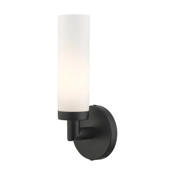 Livex Lighting Aero 1-Light White Metal Single Wall Sconce in Black