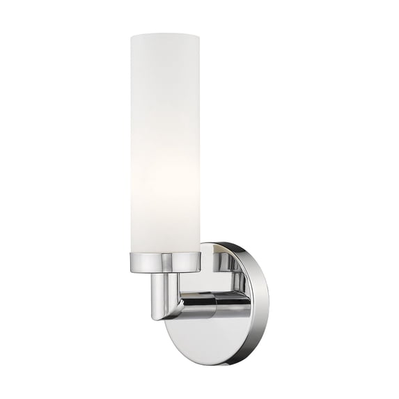 Livex Lighting Aero 1-Light White Metal Single Wall Sconce in Polished Chrome