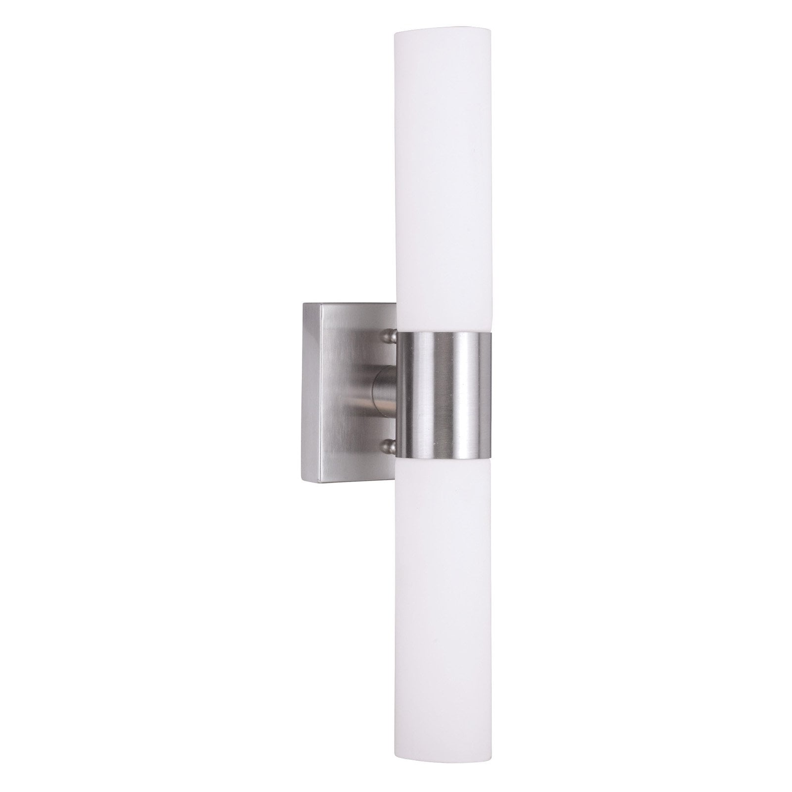 Aero Brushed Nickel 2-Light Outdoor Vanity with Etched Opal Glass