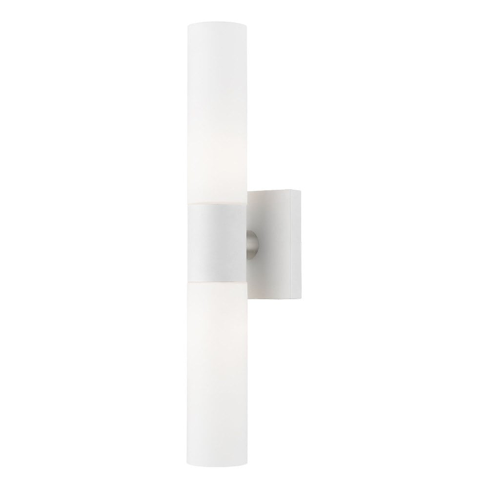 Aero Brushed Nickel 2-Light Vanity with Satin Opal White Glass