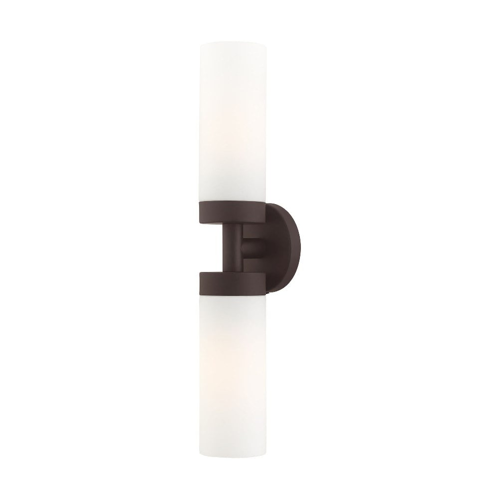 Aero Contemporary 2-Light Bronze Vanity with Satin Opal White Glass