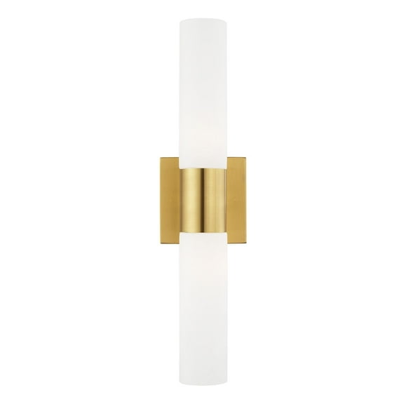 Livex Lighting Aero 2-Light Twist Lock Metal Vanity Lighting in Satin Brass