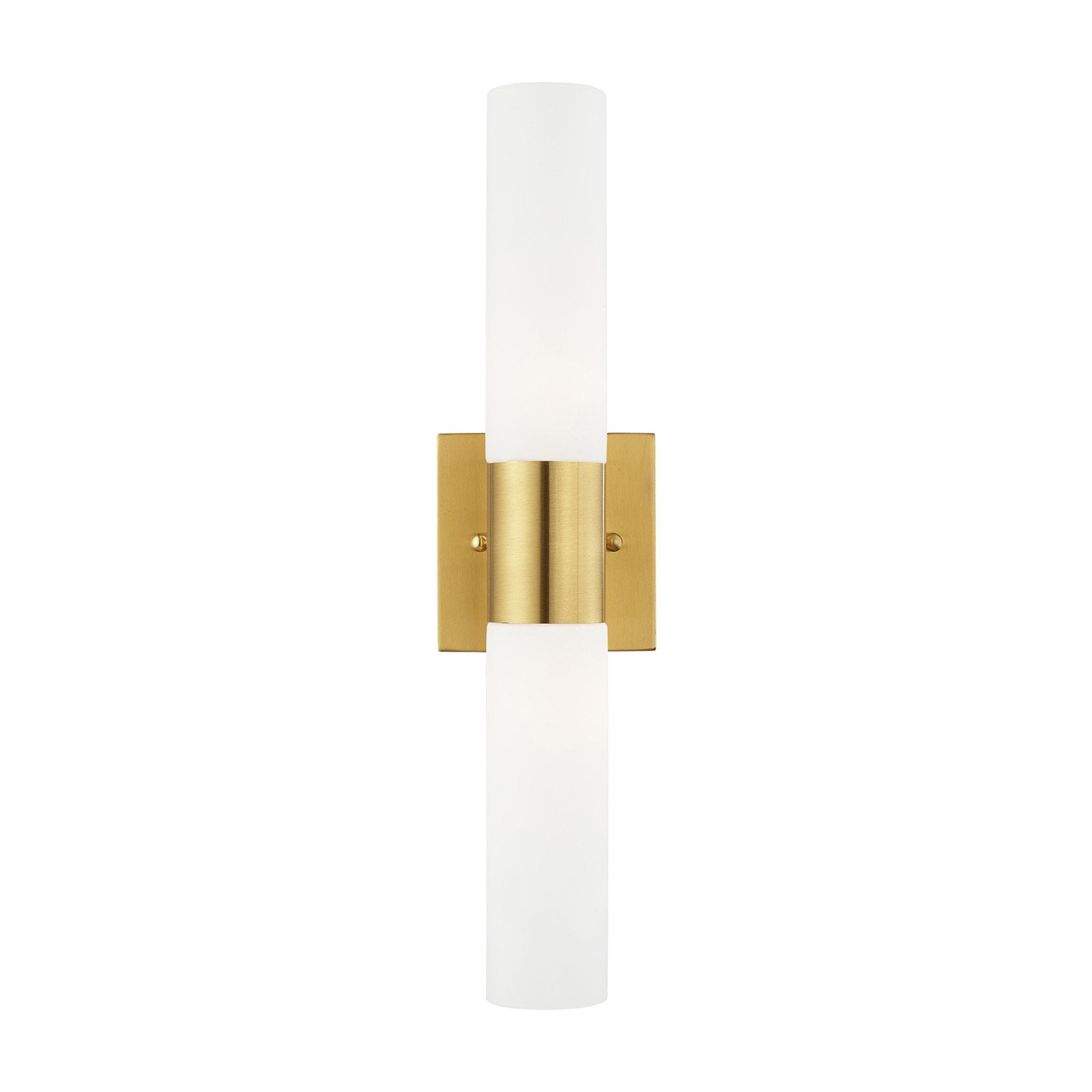 Satin Brass 2-Light Vanity with Opal Glass Shades