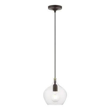 49088-07-Livex Lighting-Aldrich - 1 Light Pendant In Transitional Style-15 Inches Tall and 8 Inches Wide-Bronze/Antique Brass Finish    -Traditional