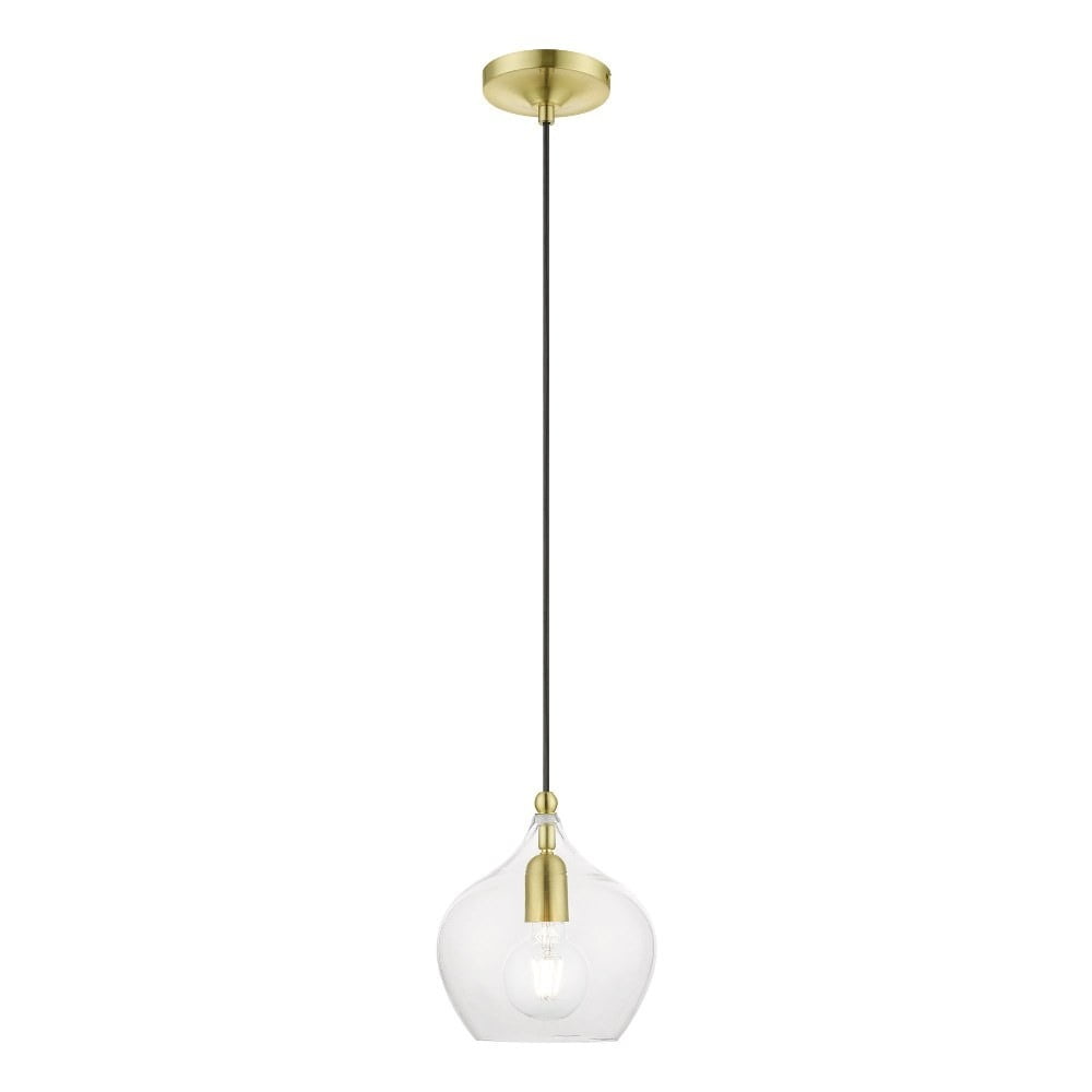 Elegant Mini Pendant Light with Clear Glass and Dual Brass Finish