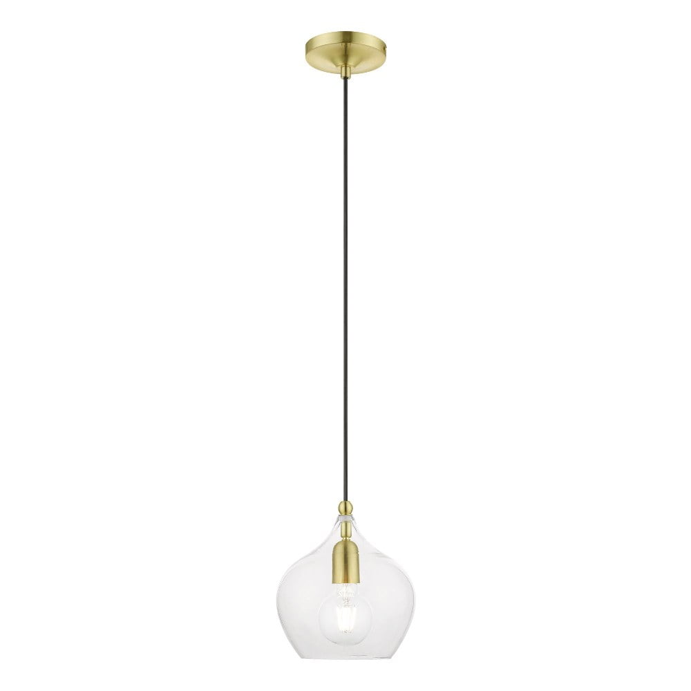 Elegant Mini Pendant Light with Clear Glass and Dual Brass Finish