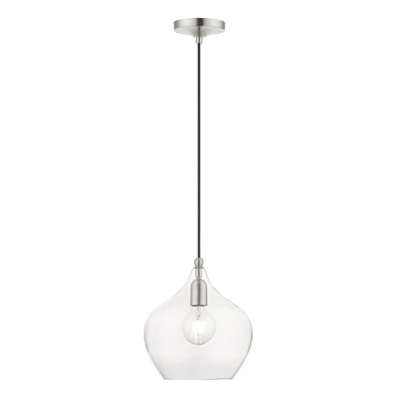 49093-91 Livex Lighting Aldrich - 1 Light Pendant In Transitional Style-17 Inches Tall and 9.75 Inches Wide-Brushed Nickel Finish    -Traditional
