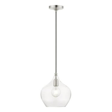 49093-91-Livex Lighting-Aldrich - 1 Light Pendant In Transitional Style-17 Inches Tall and 9.75 Inches Wide-Brushed Nickel Finish    -Traditional